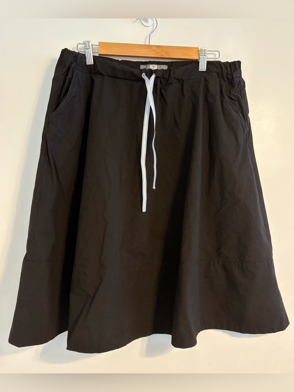 Tristan Black A-Line Skirt with White Drawstring